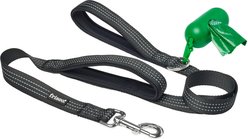 Frisco Traffic Leash with Dual Padded Handles & Poop Bag Dispenser, Black, 4-ft long, 1 count slide 1 of 5