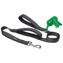 Frisco Traffic Leash with Dual Padded Handles & Poop Bag Dispenser, Black, 4-ft long, 1 count