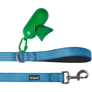 Frisco Traffic Leash with Dual Padded Handles & Poop Bag Dispenser, Blue, 6-ft long