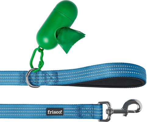 Show full view: Frisco Traffic Leash with Dual Padded Handles & Poop Bag Dispenser, Blue, 6-ft long slide 2 of 6