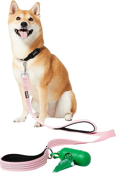 Show full view: Frisco Traffic Leash with Dual Padded Handles & Poop Bag Dispenser, Pink, 4-ft long slide 3 of 6
