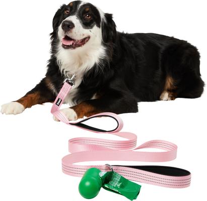 Show full view: Frisco Traffic Leash with Dual Padded Handles & Poop Bag Dispenser, Pink, 6-ft long slide 3 of 6