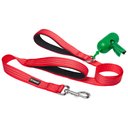 Frisco Traffic Leash with Dual Padded Handles & Poop Bag Dispenser, Red, 4-ft long
