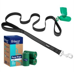 Frisco Traffic Leash with Padded Handles & Poop Bag Dispenser, Black, Length: 6ft, Width: 1-in + Refill Dog Poop Bags, Scented, 120 count