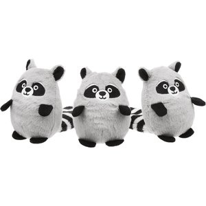Frisco Trash Can & Raccoons Hide & Seek Puzzle Plush Squeaky Dog Toy Refills, Small/Medium, 3 count