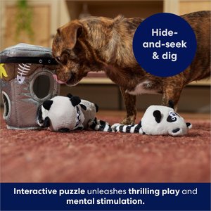 Frisco Trash Can & Raccoons Hide & Seek Puzzle Plush Squeaky Dog Toy, Small/Medium