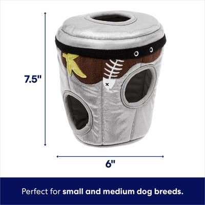 Show full view: Frisco Trash Can & Raccoons Hide & Seek Puzzle Toy, Small/Medium + ZippyPaws Burrow Squeaky Hide & Seek Plush Dog Toy, Hedgehog Den, Puzzle Set slide 3 of 10