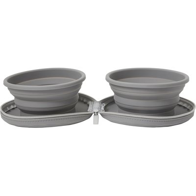 Frisco Frisco Travel Collapsible Silicone Dog & Cat Bowl, Gray, Medium: 3 cup