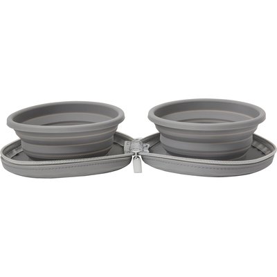Frisco Frisco Travel Collapsible Silicone Dog & Cat Bowl, Gray, Small: 1.5 cup