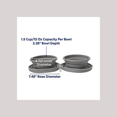 Show full view: Frisco Travel Collapsible Silicone Dog & Cat Bowl, Gray, Small: 1.5 cup slide 2 of 9