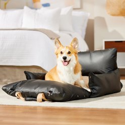 Frisco Travel Lounger & Bolster Dog Bed, Black