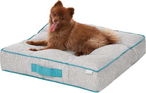 Show full view: Frisco Tufted Pillow Cat & Dog Bed with Removable Cover, Light Gray Basketweave, Medium slide 6 of 10