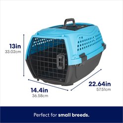 Frisco Two Door Top Load Plastic Dog & Cat Kennel, Blue, 22-in slide 2 of 5