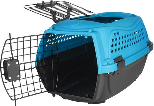 Show full view: Frisco Two Door Top Load Plastic Dog & Cat Kennel, Blue, 22-in slide 4 of 8
