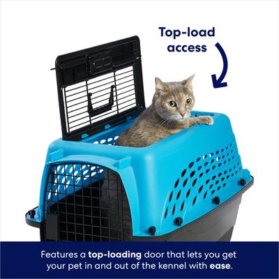 Show full view: Frisco Two Door Top Load Plastic Dog & Cat Kennel, Blue, 24-in slide 3 of 8