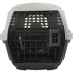 Frisco Two Door Top Load Plastic Dog & Cat Kennel, Grey, 22-in