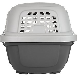 Frisco Two Door Top Load Plastic Dog & Cat Kennel, Grey, 22-in