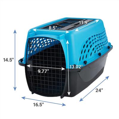 Show full view: Frisco Two Door Top Load Plastic Kennel, 24-in + Fold & Carry Single Door Collapsible Wire Dog Crate, Blue, 24 inch slide 3 of 9
