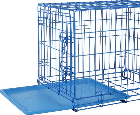 Show full view: Frisco Two Door Top Load Plastic Kennel, 24-in + Fold & Carry Single Door Collapsible Wire Dog Crate, Blue, 24 inch slide 6 of 9