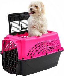 Frisco Two Door Top Load Plastic Kennel, 24-in + Fold & Carry Single Door Collapsible Wire Dog Crate, Pink, 24 inch slide 2 of 9