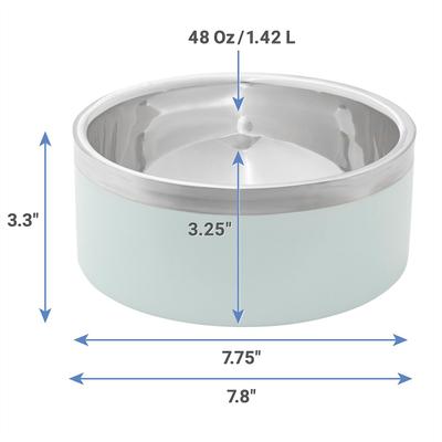 Show full view: Frisco Two-Toned Double Wall Insulated Indoor Dog & Cat Bowl, 6-Cup, 2 count, Mint slide 3 of 9