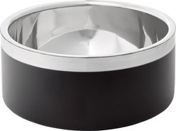 Frisco Two-Toned Double Wall Insulated Dog & Cat Bowl, Black, Medium: 6 cup, 1 count