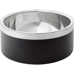 Frisco Two-Toned Double Wall Insulated Dog & Cat Bowl, Black, Medium: 6 cup, 1 count