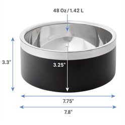 Frisco Two-Toned Double Wall Insulated Dog & Cat Bowl, Black, Medium: 6 cup, 1 count slide 2 of 7