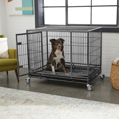 Frisco Frisco Ultimate Lightweight Heavy Duty Foldable & Stackable Steel Metal Single Door Dog Crate, Large