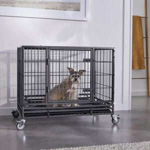 Frisco Ultimate Lightweight Heavy Duty Foldable & Stackable Steel Metal Single Door Dog Crate, Medium