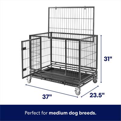 Show full view: Frisco Ultimate Lightweight Heavy Duty Foldable & Stackable Steel Metal Single Door Dog Crate, Medium slide 2 of 11
