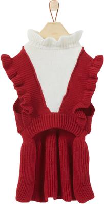 Show full view: Frisco V Ruffle Dog & Cat Sweater Dress, Burgundy, Large slide 5 of 8