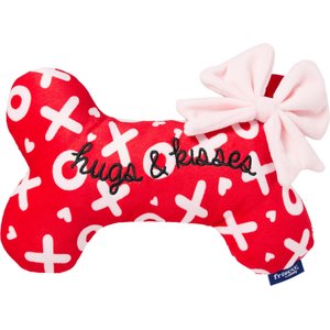 Frisco Valentine Bone Reversible Plush Squeaky Dog Toy, Hugs & Kisses, Medium/Large