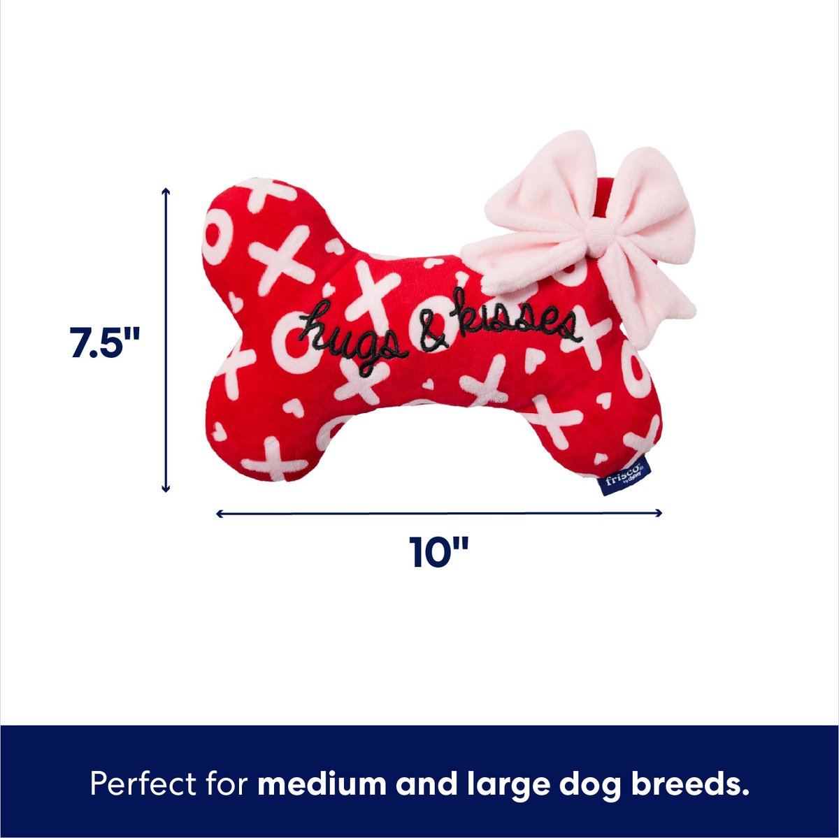 Frisco Valentine Bone Reversible Plush Squeaky Dog Toy