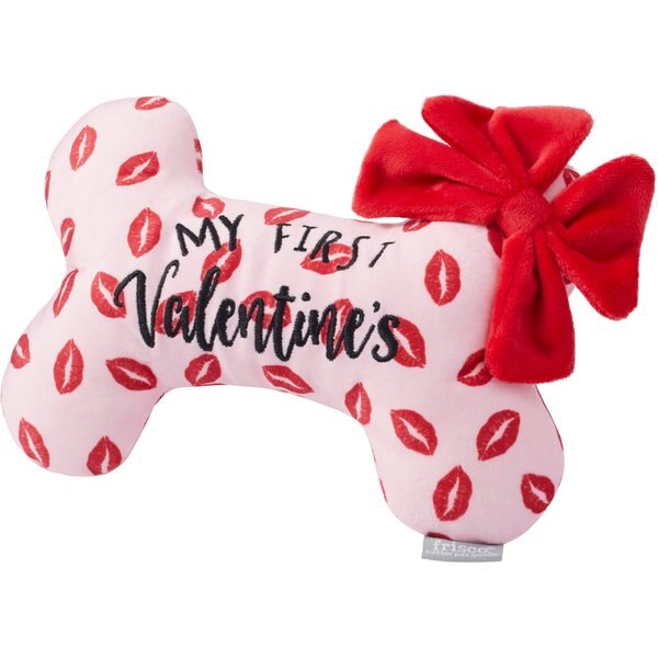 Frisco Valentine Hearts TPR Bone Squeaky Dog Toy