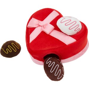 Frisco Valentine Box of Chocolates Hide and Seek Puzzle Plush Squeaky Dog Toy