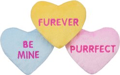 Frisco Valentine Candy Hearts Plush Cat Toy with Catnip, Pastel, 3 count
