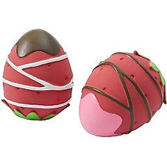 Frisco Valentine Chocolate Covered Strawberries Latex Squeaky Dog Toy, Small, 2 count