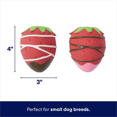 Show full view: Frisco Valentine Chocolate Covered Strawberries Latex Squeaky Dog Toy, Small, 2 count slide 2 of 8