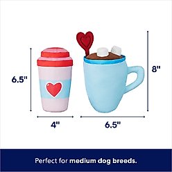 Frisco Valentine Coffee for Two Ballistic Nylon Plush Squeaky Dog Toy, Medium, 2 count slide 2 of 5