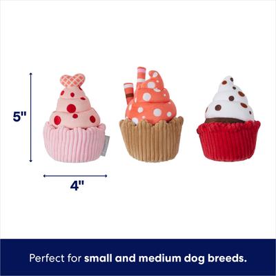 Show full view: Frisco Valentine Cupcakes Plush Squeaky Dog Toy, Small/Medium, 3 count slide 2 of 7