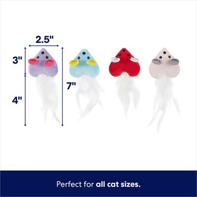 Show full view: Frisco Valentine Heart Mice Plush Cat Toy with Catnip, 4 count slide 2 of 7