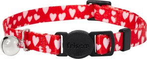Frisco Valentine's Heart Printed Cat Collar, 8 to 12-in neck, 3/8-in wide