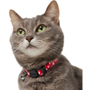 Frisco Valentine's Heart Printed Cat Collar, 8 to 12-in neck, 3/8-in wide