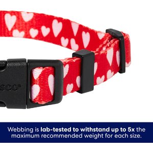 Frisco Valentine's Heart Printed Dog Collar, S: 10 to 14-in neck, 5/8-in wide