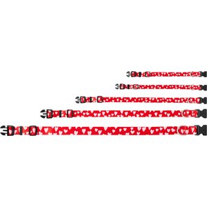 Frisco Valentine's Heart Printed Dog Collar, S: 10 to 14-in neck, 5/8-in wide