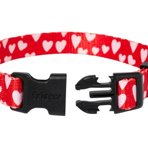 Frisco Valentine's Heart Printed Dog Collar, S: 10 to 14-in neck, 5/8-in wide