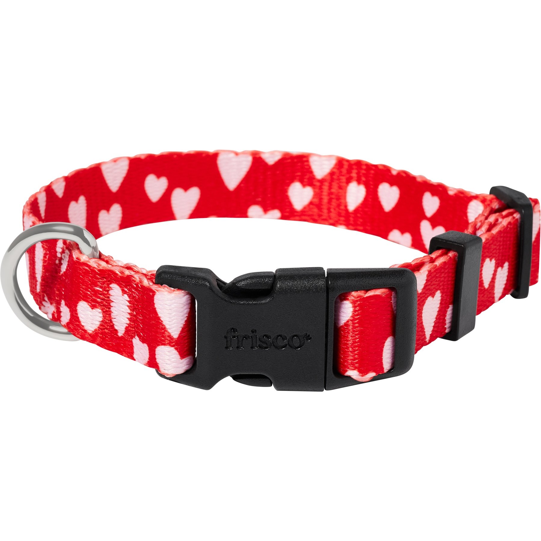 Frisco Valentine's Heart Printed Dog Collar, XS: 8 to 12-in neck, 5/8-in wide