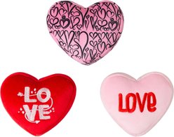 Frisco Valentine Hearts Plush Squeaky Dog Toy, Small, 3 count