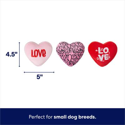 Show full view: Frisco Valentine Hearts Plush Squeaky Dog Toy, Small, 3 count slide 2 of 7